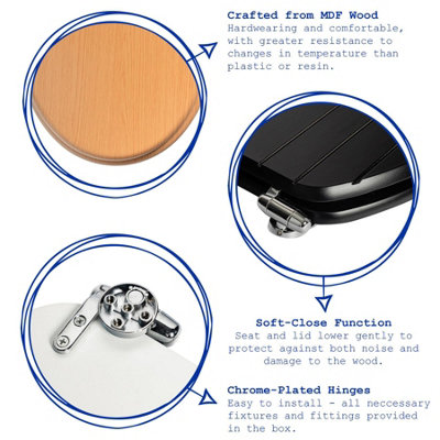 Soft Close Wooden Toilet Seats - Dark Oak - 2pc