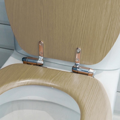 Soft Close Wooden Toilet Seats - Light Oak - 2pc - 7