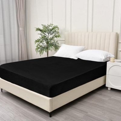 Soft Cotton Jersey Fitted Sheets King Size Extra Deep 30cm Bed Sheets Hotel Quality Anti Allergic Washable Luxury Fitted Bedsheet