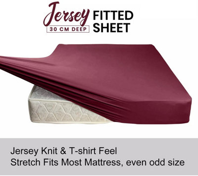 Soft Cotton Jersey Fitted Sheets King Size Extra Deep 30cm Bed Sheets Hotel Quality Anti Allergic Washable Luxury Fitted Bedsheet