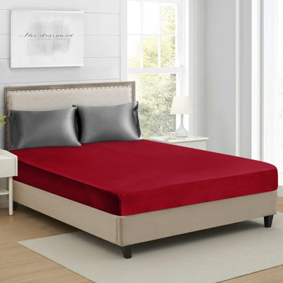 Soft Cotton Jersey Fitted Sheets King Size Extra Deep 30cm Bed Sheets Hotel Quality Anti Allergic Washable Luxury Fitted Bedsheet