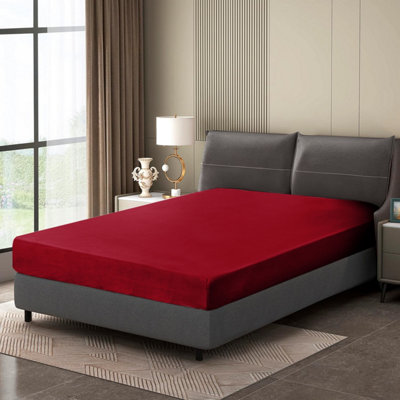Soft Cotton Jersey Fitted Sheets King Size Extra Deep 30cm Bed Sheets Hotel Quality Anti Allergic Washable Luxury Fitted Bedsheet