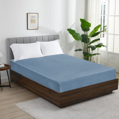 Soft Cotton Jersey Fitted Sheets King Size Extra Deep 30cm Bed Sheets Hotel Quality Anti Allergic Washable Luxury Fitted Bedsheet