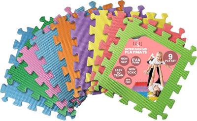 Non-Toxic Play Mat For Kids Toddlers Childrens Infants - Interlocking Foam Puzzle Thickest Baby Mat For Play & Exercise 36 Tiles 12x12in (10mm) - Floor Coverage 36 Sq Ft