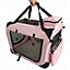 Soft Fabric Pet Crate Portable Travel Mesh Panels Fluffy Bedding & Carry Pouches - Pink - Medium