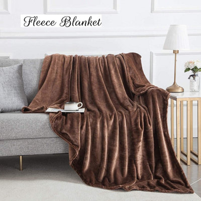 Soft Fleece Blanket Warm Thick Sofa Bed Throw Single Size Mink