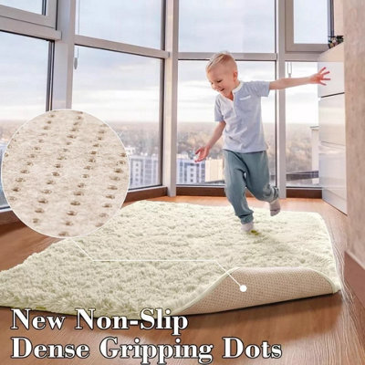 Soft Fluffy Cream Rugs Large Nonslip Shaggy Area Rug Bedroom Living Room Carpets