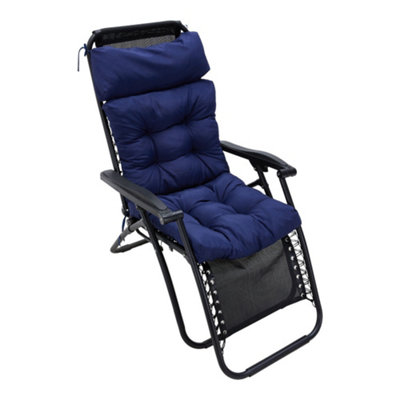 Soft Garden Chair Cushion, Outdoor Seat Pad with Highback and Ties, Water Resistant Cover, Navy Blue