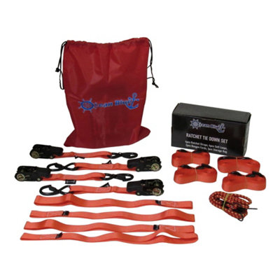 Soft Loop Tie Down Ratchet Straps Red (S Hook Lashing Bungee Cord Gift Set)