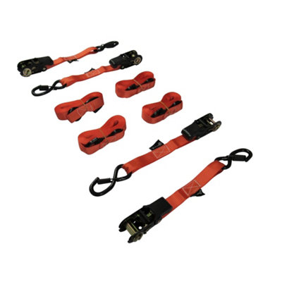 Soft Loop Tie Down Ratchet Straps Red (S Hook Lashing Bungee Cord Gift Set)