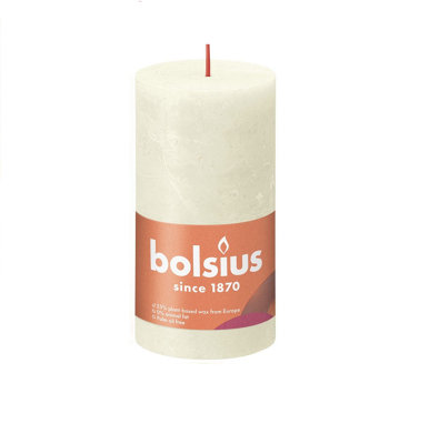 Soft Pearl Bolsius Rustic Shine Pillar Candle. Unscented. H13 cm