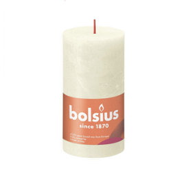 Soft Pearl Bolsius Rustic Shine Pillar Candle. Unscented. H13 cm