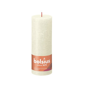 Soft & Pearl Bolsius Rustic Shine Pillar Candle. Unscented. H19 cm