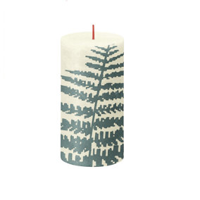 Soft Pearl Fern Bolsius Rustic Silhouette Candle. Unscented. H13 cm