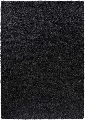 Soft Plain Thick Area Shaggy Rug - Anthracite 120 x 170 cm