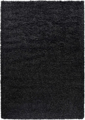 Soft Plain Thick Area Shaggy Rug - Anthracite 160 x 230 cm