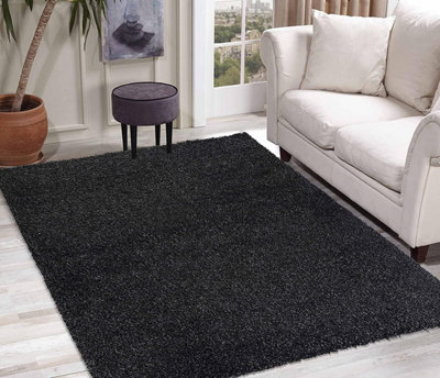 Soft Plain Thick Area Shaggy Rug - Anthracite 60 x 110 cm - 3