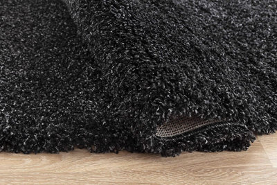 Soft Plain Thick Area Shaggy Rug - Anthracite 60 x 110 cm - 4
