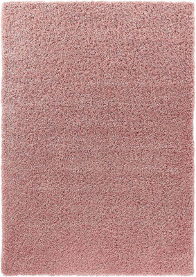 Soft Plain Thick Area Shaggy Rug - Baby Pink 120 x 170 cm