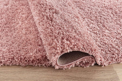 Soft Plain Thick Area Shaggy Rug - Baby Pink 120 x 170 cm - 4