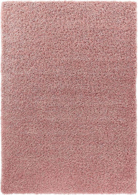 Soft Plain Thick Area Shaggy Rug - Baby Pink 160 x 230 cm