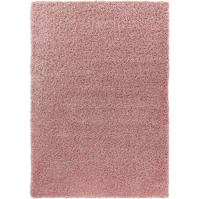 Soft Plain Thick Area Shaggy Rug - Baby Pink 160 x 230 cm