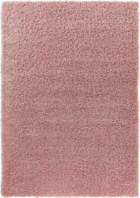 Soft Plain Thick Area Shaggy Rug - Baby Pink 60 x 110 cm | DIY at B&Q