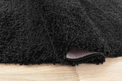 Soft Plain Thick Area Shaggy Rug - Black 160 x 230 cm - 4