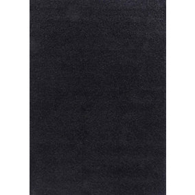 Soft Plain Thick Area Shaggy Rug - Black 80 x 150 cm