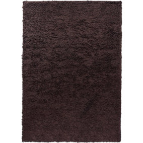 Soft Plain Thick Area Shaggy Rug - Brown 120 x 170 cm