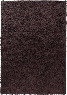 Soft Plain Thick Area Shaggy Rug - Brown 160 x 230 cm