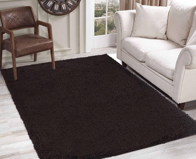 Soft Plain Thick Area Shaggy Rug - Brown 80 x 150 cm - 3