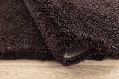 Soft Plain Thick Area Shaggy Rug - Brown 80 x 150 cm - 4