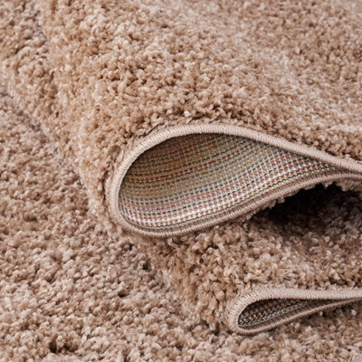Soft Plain Thick Area Shaggy Rug - Dark Beige 80 x 150 cm - 3
