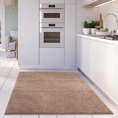 Soft Plain Thick Area Shaggy Rug - Dark Beige 80 x 150 cm - 4