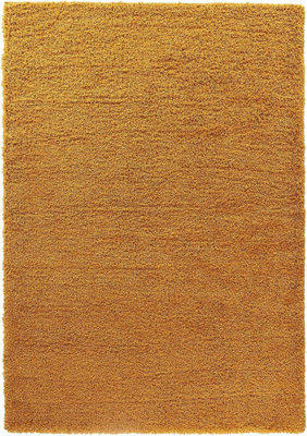 Soft Plain Thick Area Shaggy Rug - Gold 120 x 170 cm