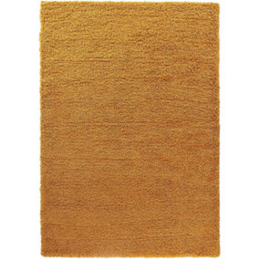Soft Plain Thick Area Shaggy Rug - Gold 120 x 170 cm