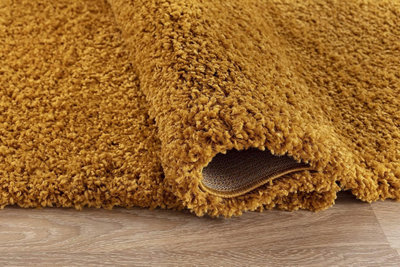 Soft Plain Thick Area Shaggy Rug - Gold 160 x 230 cm - 4