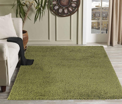 Soft Plain Thick Area Shaggy Rug - Green 80 x 150 cm