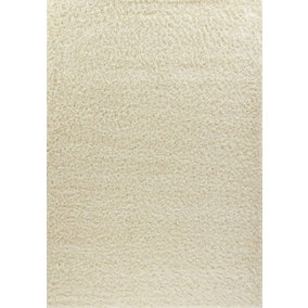 Soft Plain Thick Area Shaggy Rug - Ivory Cream 120 x 170 cm