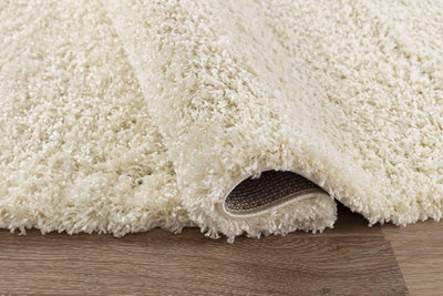 Soft Plain Thick Area Shaggy Rug - Ivory Cream 160 x 230 cm - 4