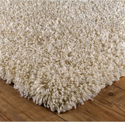Soft Plain Thick Area Shaggy Rug - Light Beige 60 x 110 cm - 3