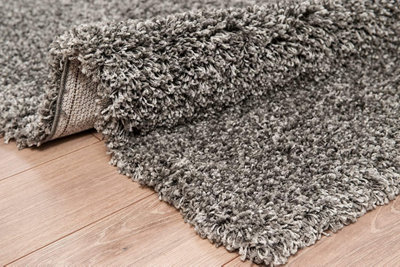 Soft Plain Thick Area Shaggy Rug - Mixed Grey 120 x 170 cm - 4