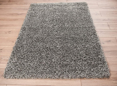 Soft Plain Thick Area Shaggy Rug - Mixed Grey 80 x 150 cm