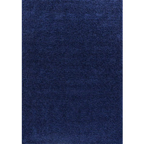 Soft Plain Thick Area Shaggy Rug - Navy Blue 120 x 170 cm