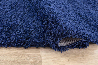 Soft Plain Thick Area Shaggy Rug - Navy Blue 160 x 230 cm