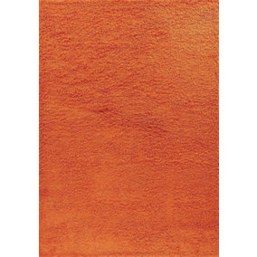 Soft Plain Thick Area Shaggy Rug - Orange 120 x 170 cm
