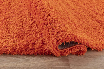 Soft Plain Thick Area Shaggy Rug - Orange 120 x 170 cm