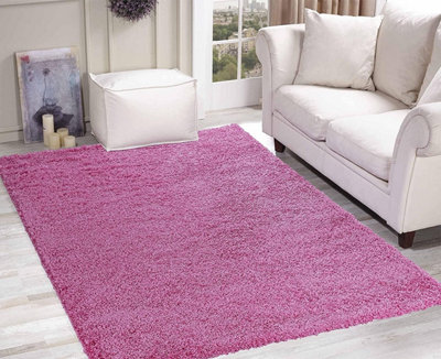 Soft Plain Thick Area Shaggy Rug - Pink 120 x 170 cm - 3
