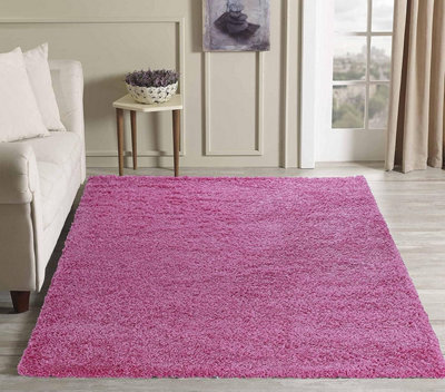 Soft Plain Thick Area Shaggy Rug - Pink 160 x 230 cm